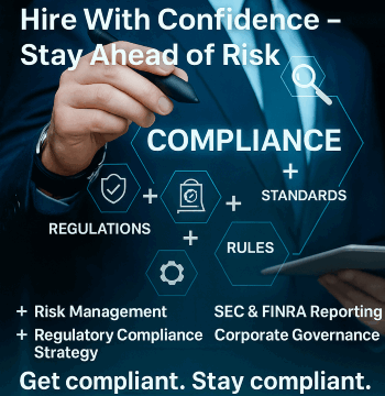 In today’s complex regulatory environment, your firm can’t afford missteps. That’s where MktProFin comes in—your one-stop marketplace to hire elite Compliance Officers and Regulatory Consultants with experience in securities, FINRA, AML, cybersecurity, and data protection.